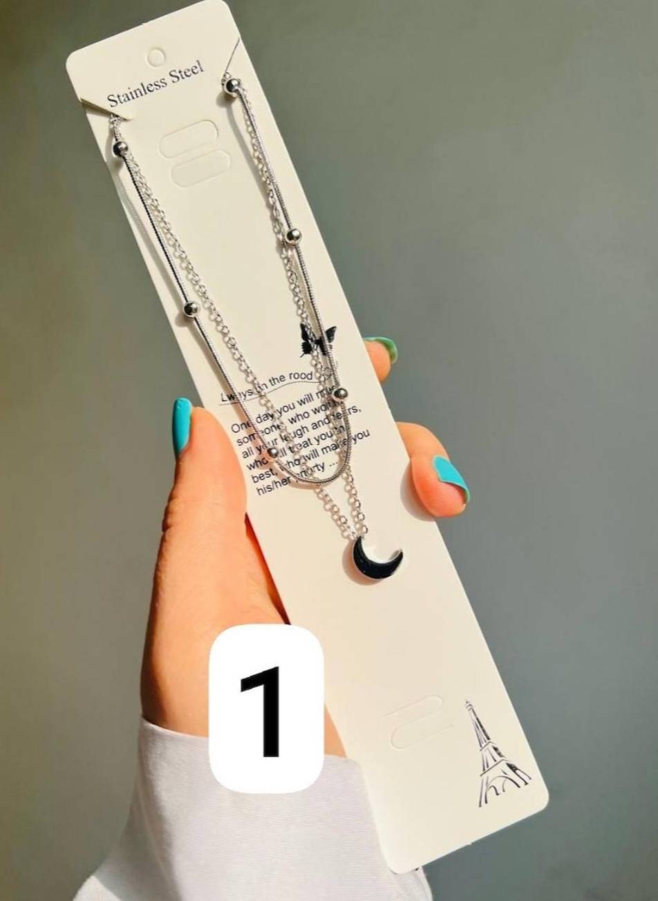 گردنبند دولاین تمام استیل ماه