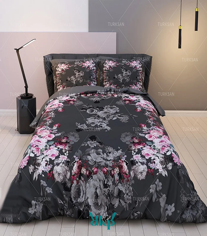 روتختی طوسی گلدار دونفره کد d436