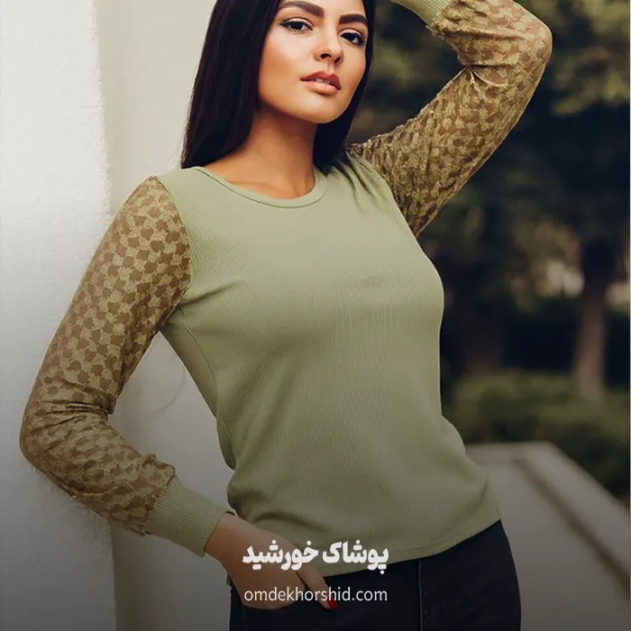 بلوز کراپ آستین دانتل