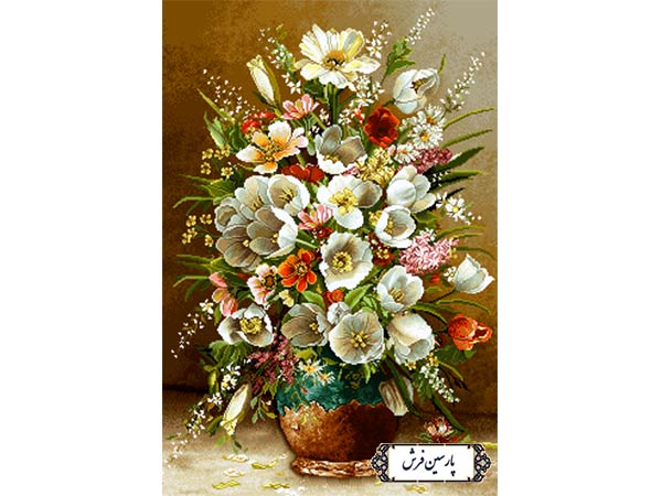 نخ و نقشه تابلو فرش گل و گلدان سفالی - کد NG1611
