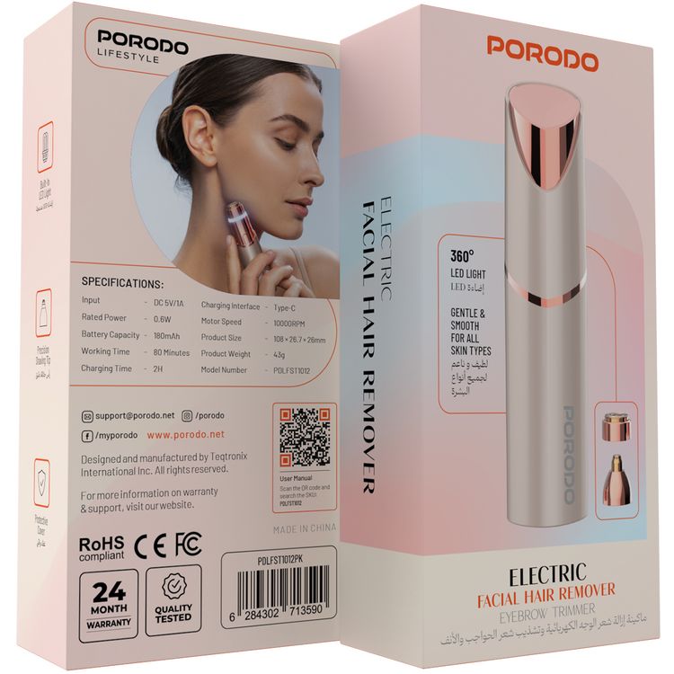 ماشین اصلاح موی صورت بانوان Porodo Electric Facial Hair Remover PDLFST1012