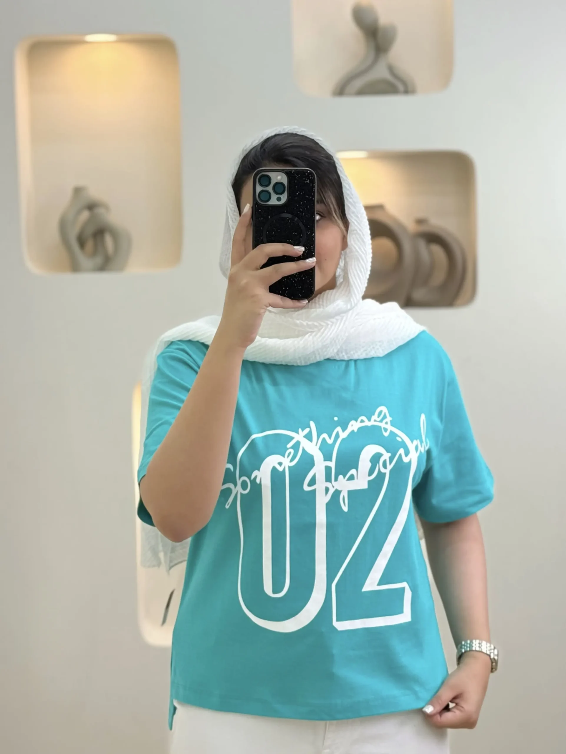 تیشرت دمپا چاکدار-11856 - فیروزه ای