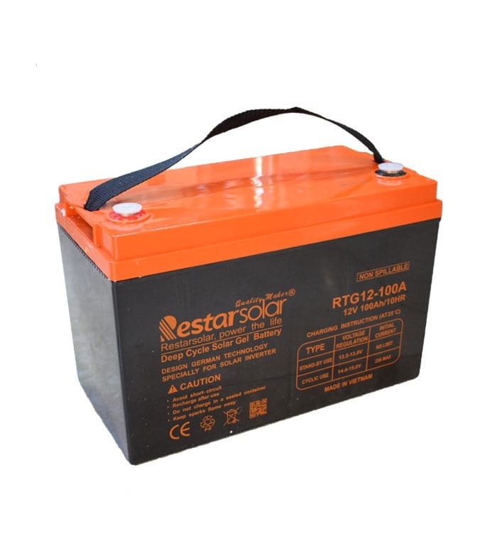 باتری خورشیدی ژل 100 آمپر 12 ولت 31 کیلویی برند Restar solar