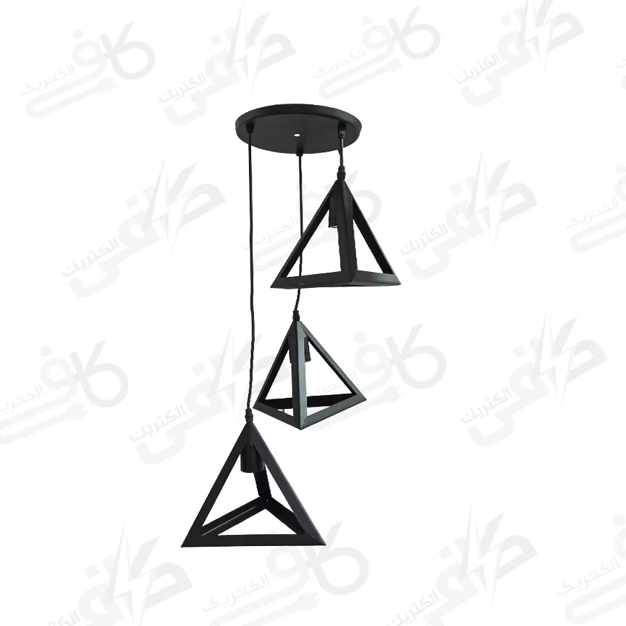 لوستر فلزی سه شعله مکعب مثلث کد 118