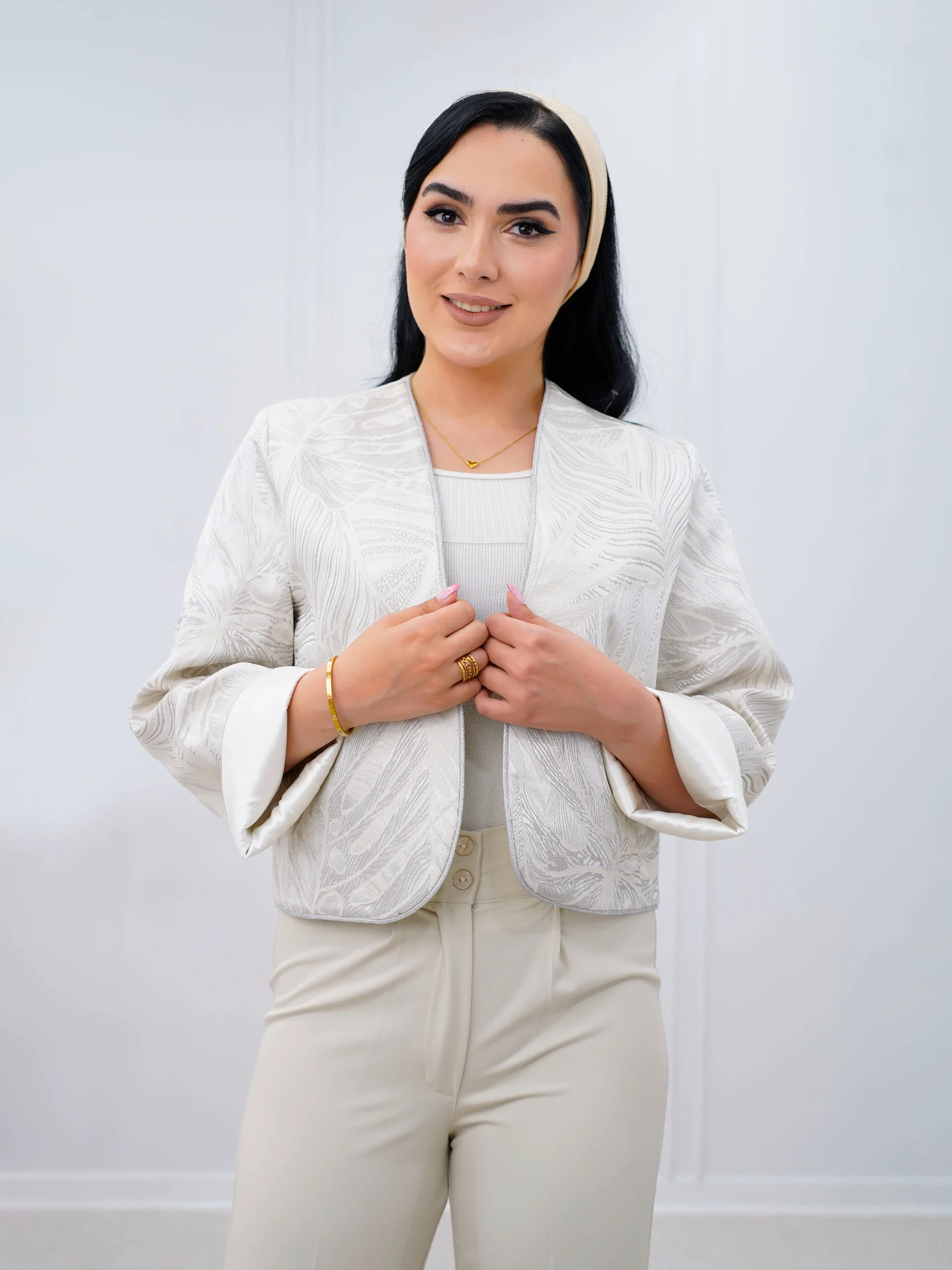 کراپ کت زنانه ژاکارد مدل الیزه