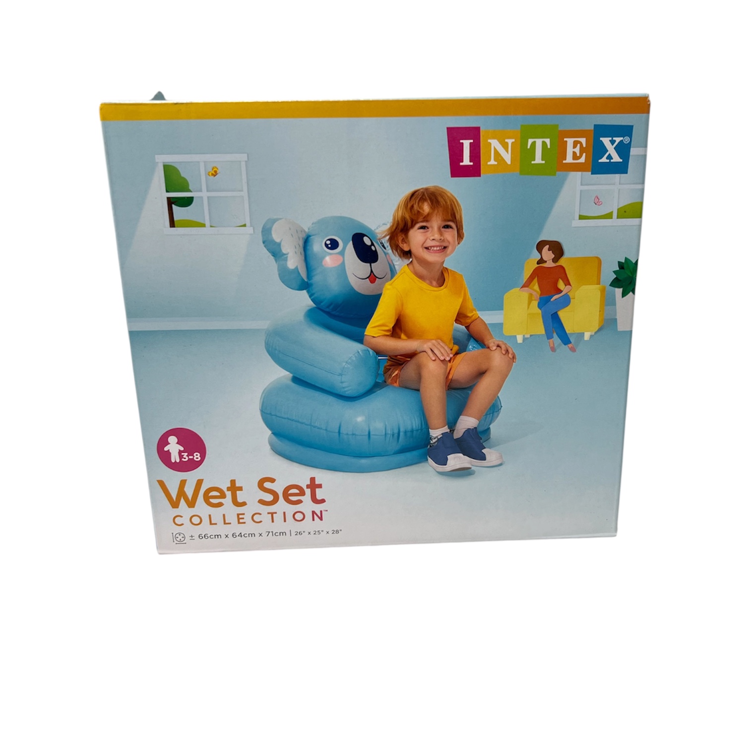 صندلی بادی کودک اینتکس Intex طرح کوالا آبی Wet Set Collection مناسب 3 تا 8 سال