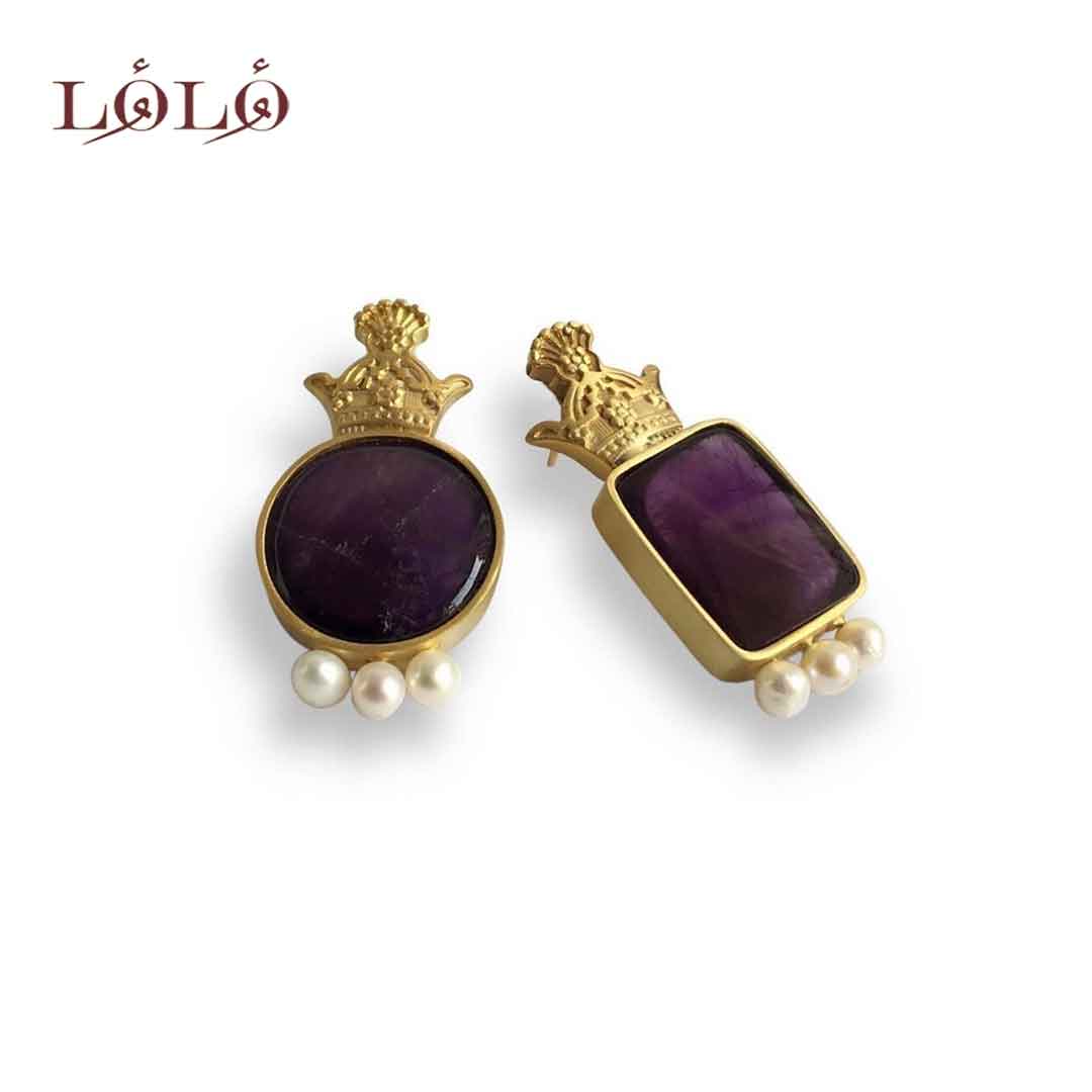 گوشواره نقره تاج و آمیتیس