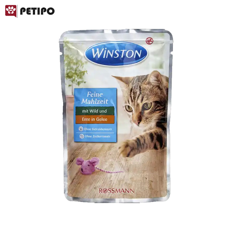 غذای پوچ گربه با طعم گوشت گوزن و اردک وینستون (Mit Wild und Ente) وزن 100 گرم