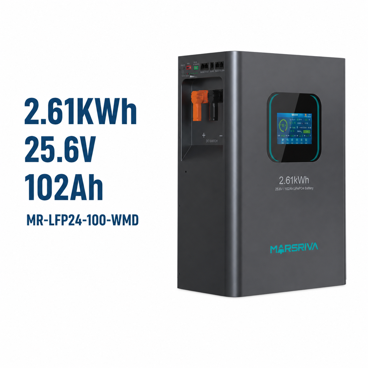 باتری لیتیومی مارسریوا 2.61 کیلووات ساعت مدل Marsriva MR-LFP24-100-WMD 25.6V 102Ah