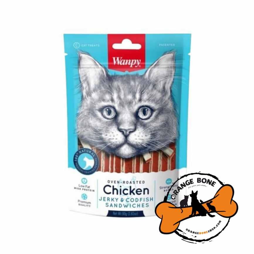 تشویقی گربه ونپی wanpy ساندویچ مرغ و ماهی (80گرم)