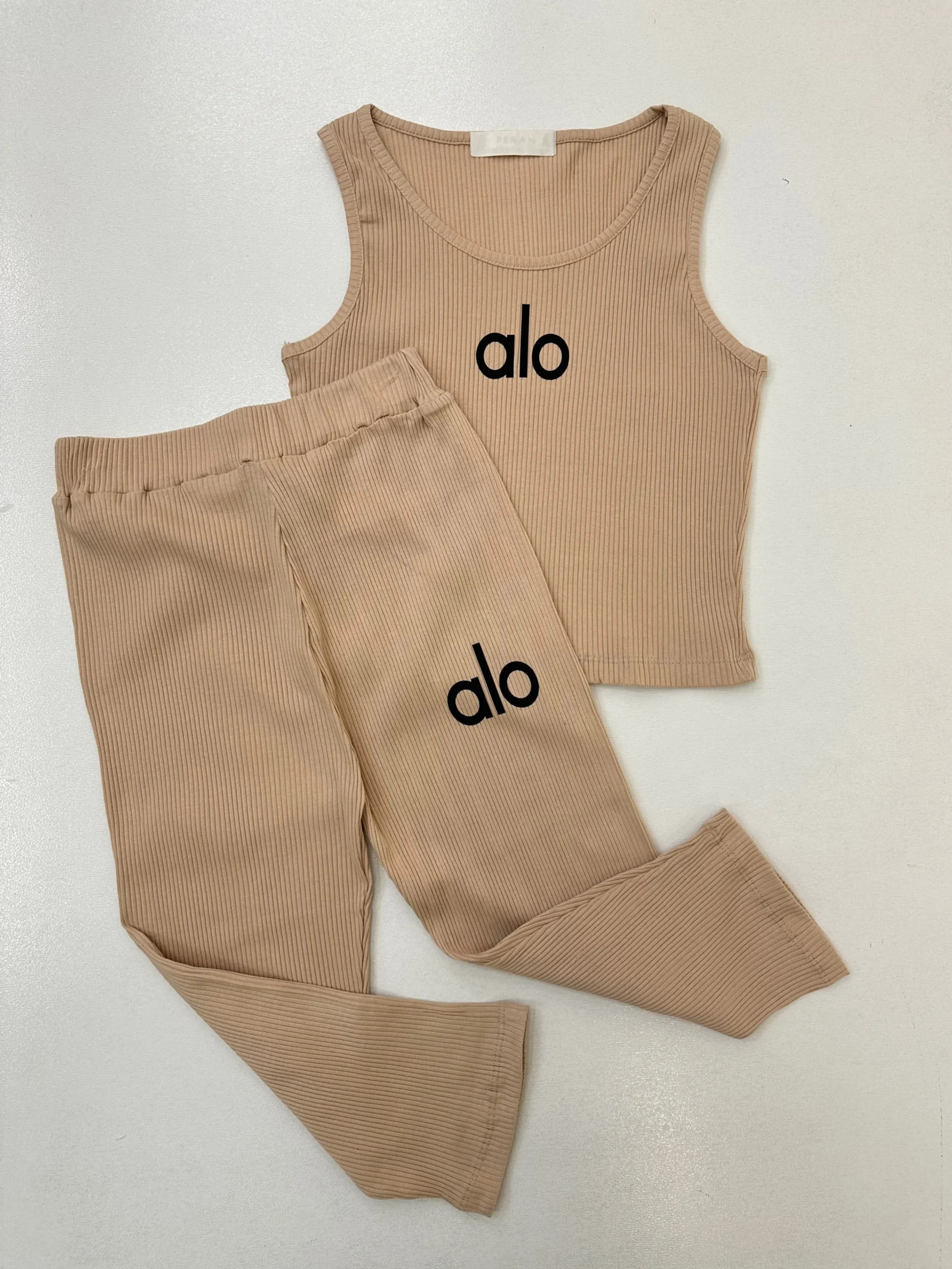 تاپ وشلوارک alo-5687 - کرمی