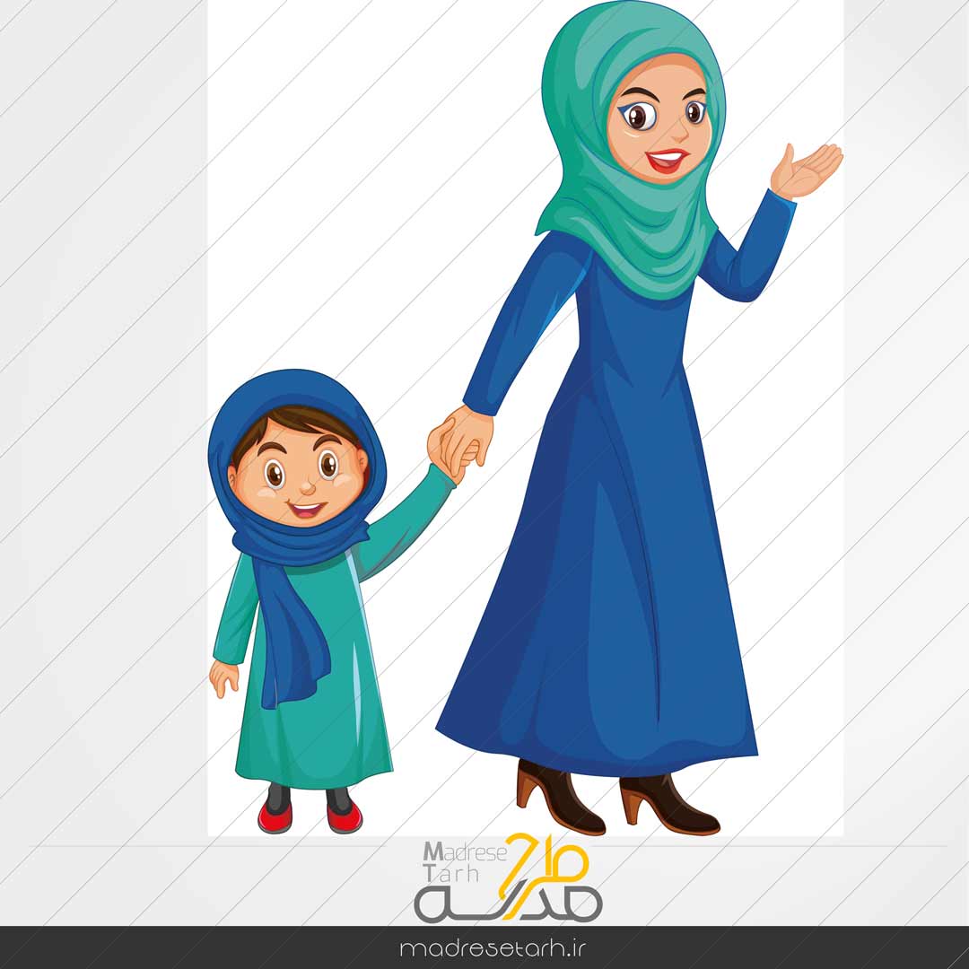 وکتور کاراکتر مادر و دختر محجبه