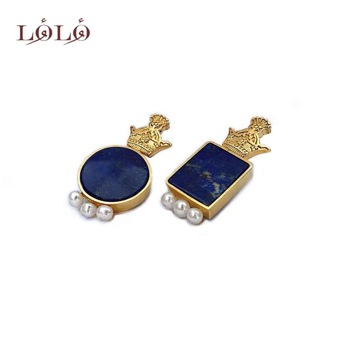 گوشواره نقره تاج و لاجورد