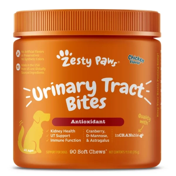 مکمل جویدنی یورینری سگ زستی پاوز Zesty Paws Urinary Tract Bites