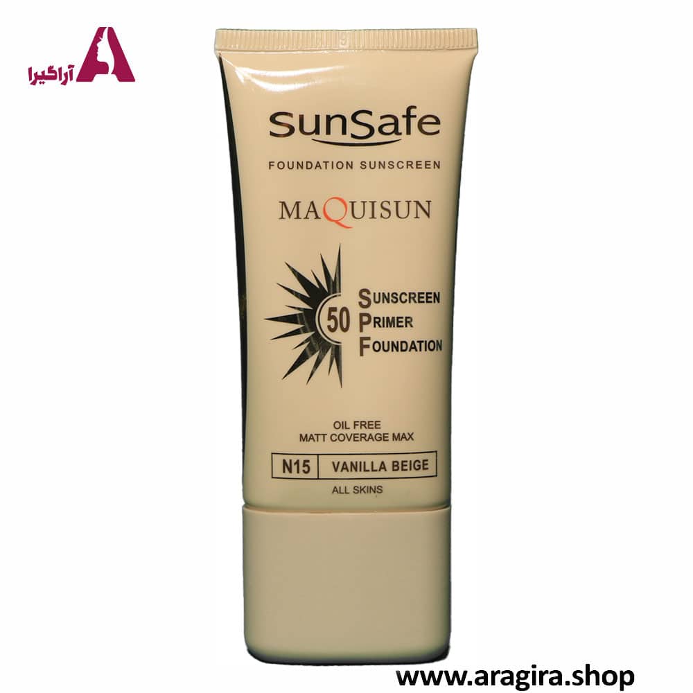 کرم ضد آفتاب کرم پودری سان سیف SPF50 بژ وانیلی (N15) 40ml