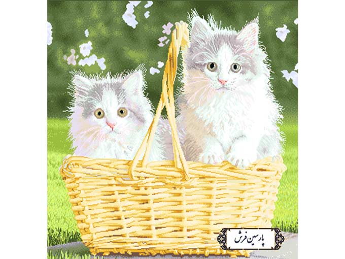 نخ و نقشه تابلو فرش گربه های بانمک - کد NH3547
