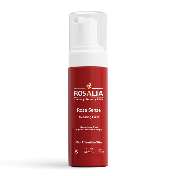 فوم پاک کننده پوست خشک رزالیا مدل rosa sense حجم 150 میلی لیتر