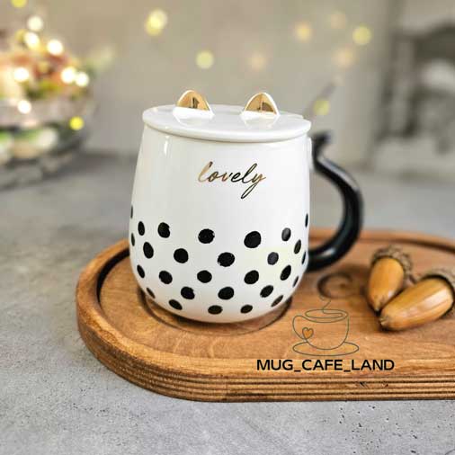 ماگ گربه ای دربدار خال خالی