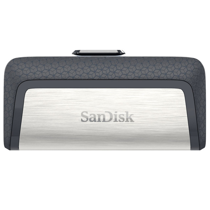 فلش‌مموری سن‌دیسک مدل Ultra Dual Drive USB Type-C ظرفیت 32 گیگابایت با دو درگاه USB3.1 و USB Type-C، سرعت انتقال تا 130 مگابایت بر ثانیه، قابلیت اتصال به گوشی و تبلت، طراحی جمع‌وجور و بدنه ترکیبی فلز و پلاستیک - نقره ای
