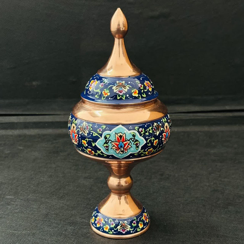 شکلات خوری مسی پایه دار مس و پرداز ارتفاع 23 سانتی