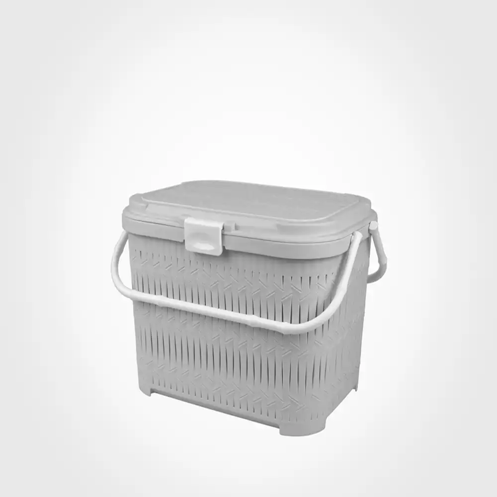سبد پیک نیک دربدار کوتاه بامبو لیمون مدل الوان کد 155035 - طوسی