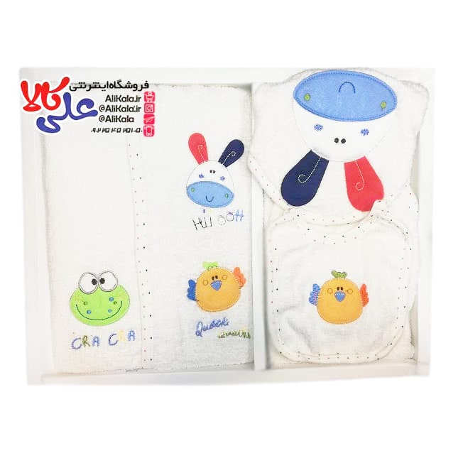 ست 5 تکه حوله نوزادی آلبی مینی طرح گاو کد 02