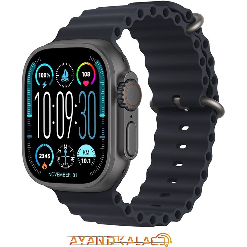 ساعت هوشمند اپل مدل HK10 Ultra3 Max با بدنه تیتانیوم و بند سیلیکونی (black gold)