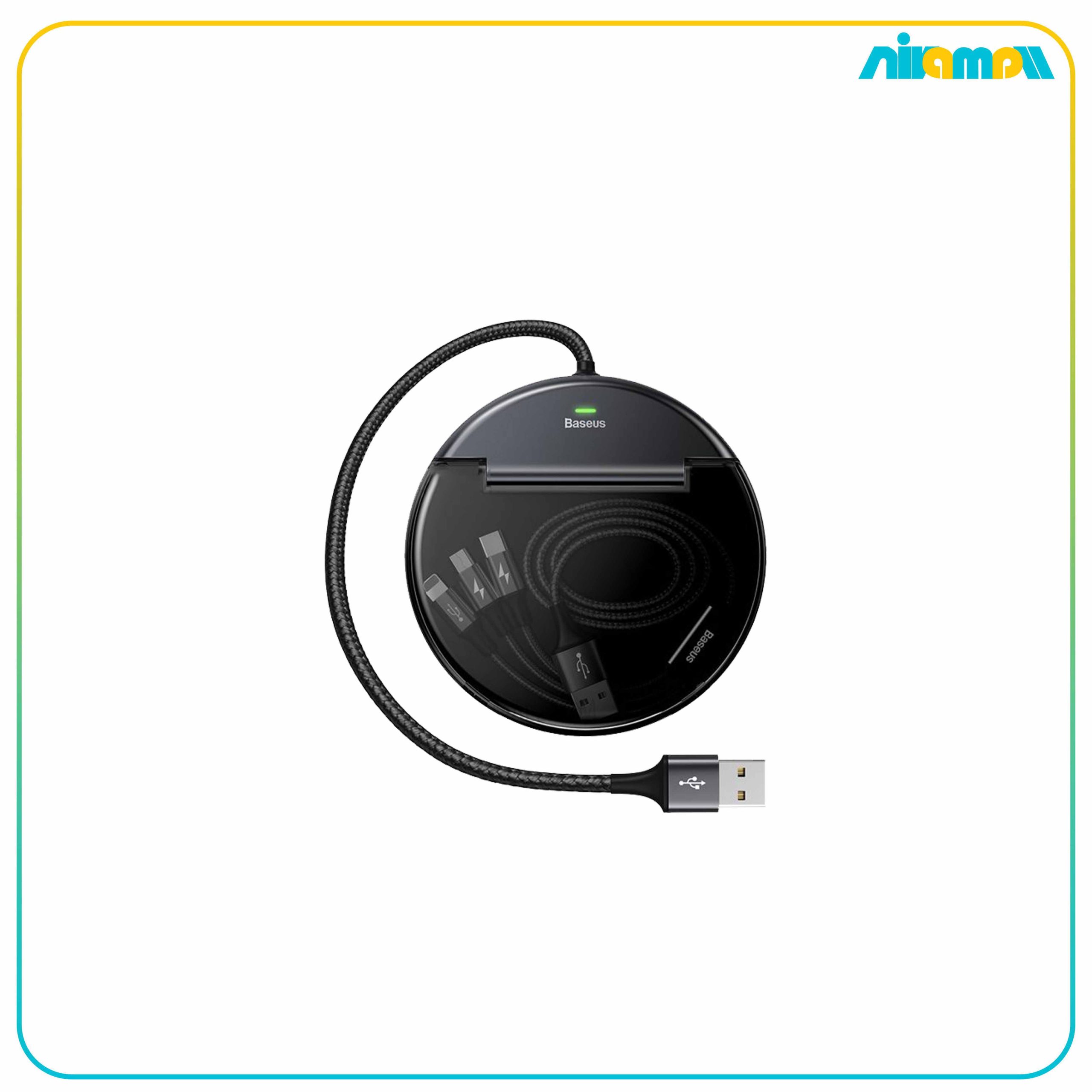 هاب شارژ سه پورت بیسوس مدل CAHUB-FX01 با کابل سه سر
