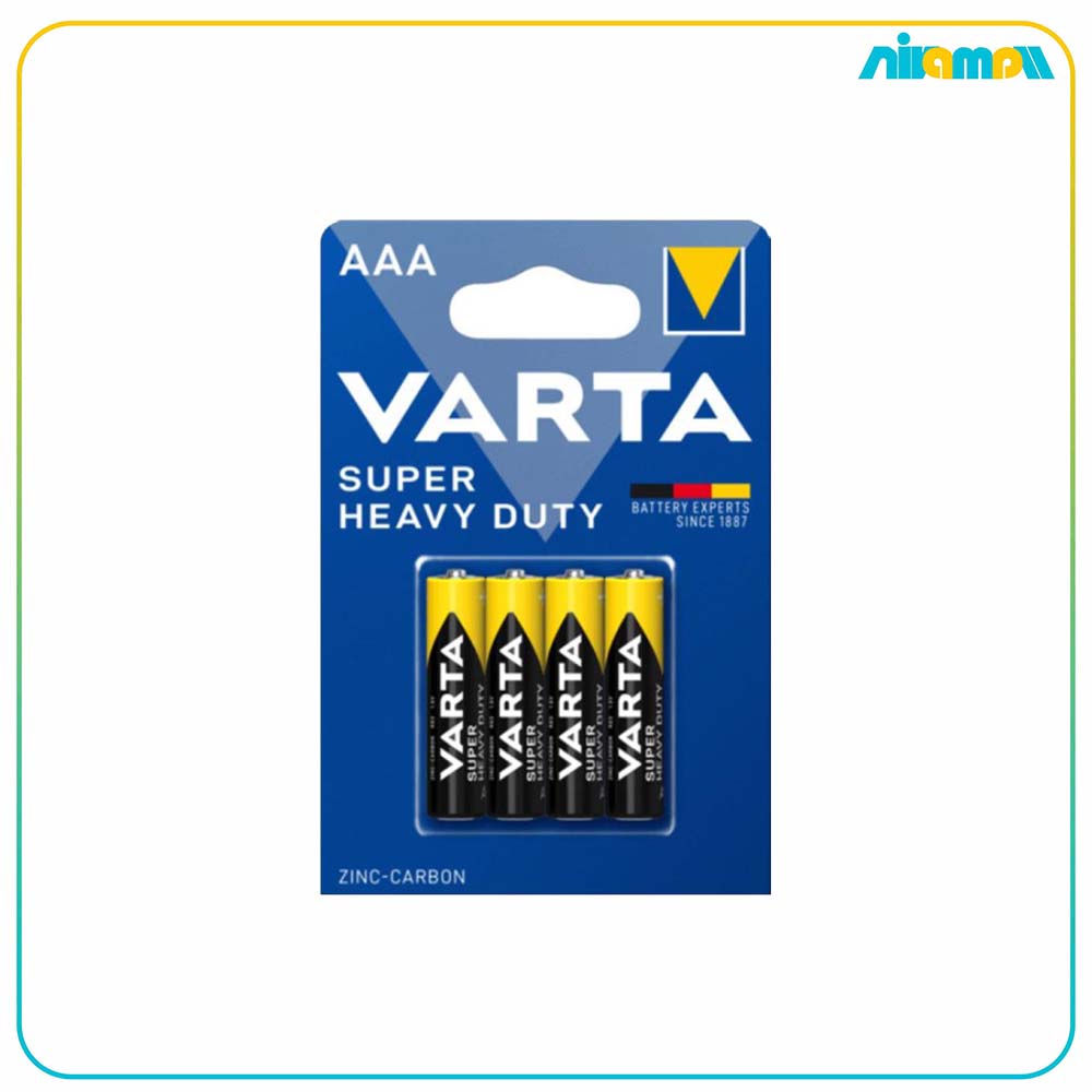 باتری سوپر لایف نیم قلمی وارتا heavy duty بسته 4 عددی