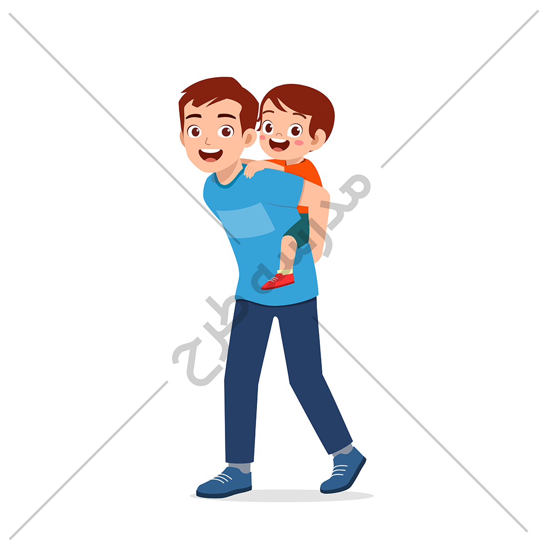 وکتور بچه روی دوش پدر