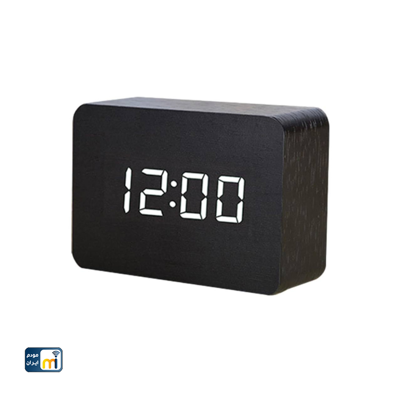 ساعت رومیزی چوبی با نمایشگر LED