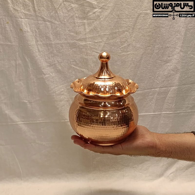 قندان مسی خمره ای در دار بدون پایه سایز 2 مدل مهیاران