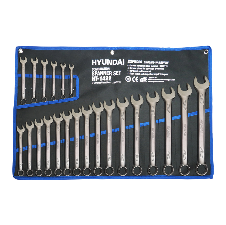 ست آچار یک سر رینگ یک سر تخت هیوندای 22 عددی مدل HT-1422