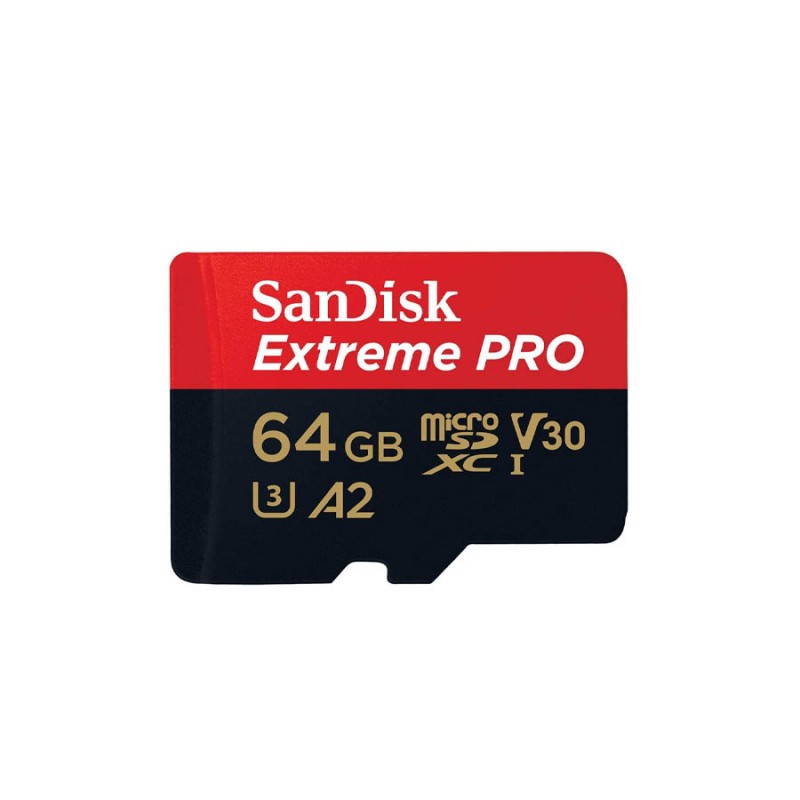 کارت حافظه MicroSDXC سن دیسک مدل Extreme PRO کلاس 10 استاندارد UHS-I U3 A2 V30 سرعت 200 مگابایت بر ثانیه ظرفیت 64 گیگابایت به همراه آداپتور