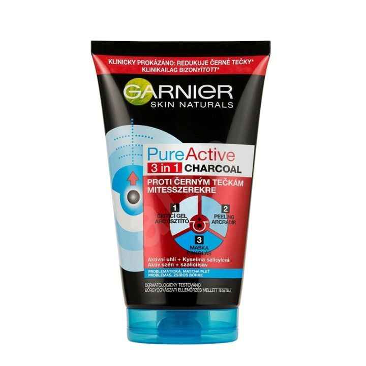 ژل شستشوی ۳ کاره گارنیر زغالی | Garnier Charcoal 3 in 1 پاک کننده، اسکراب و ماسک صورت