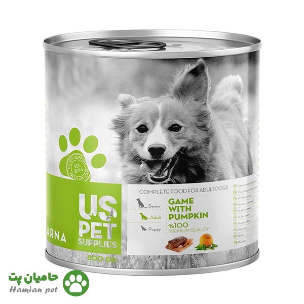 کنسرو سگ یو اس پت (US pet) طعم بره و سیرابی ۸۰۰ گرم
