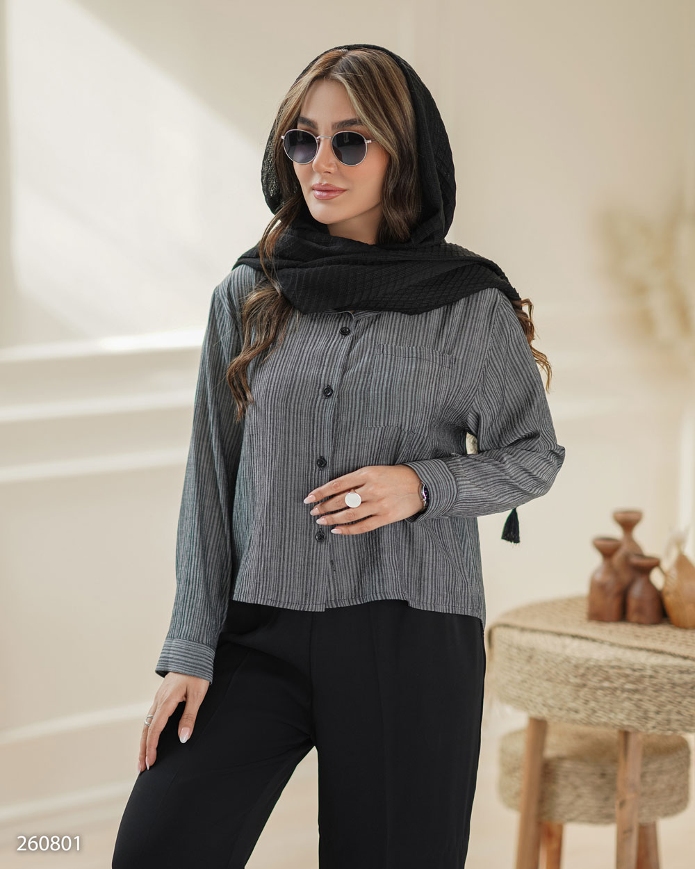 شومیز یقه مردانه مدل سها کد 5002608
