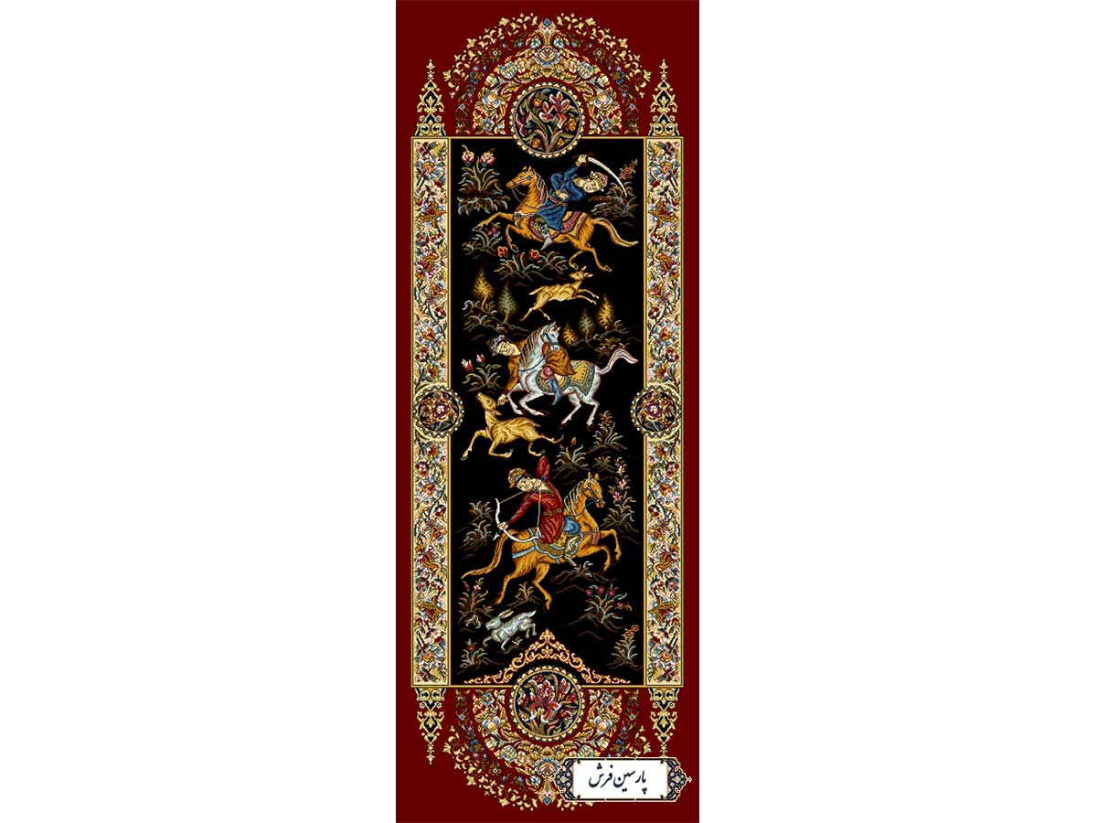نخ و نقشه تابلو فرش شکارگاه سایز بزرگ - کد NZ2869