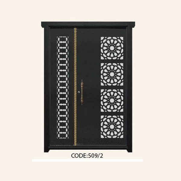 درب یک و نیم لنگه فلزی CNC طرح 509