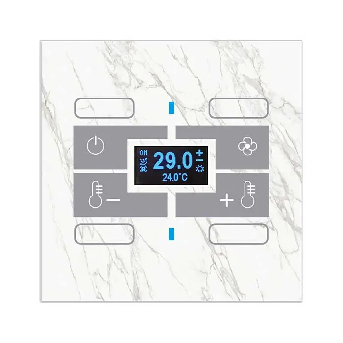 کلید هوشمند ترموستاتیک QUBIK MARBLE Glass thermostat 4 buttons 80X80 White