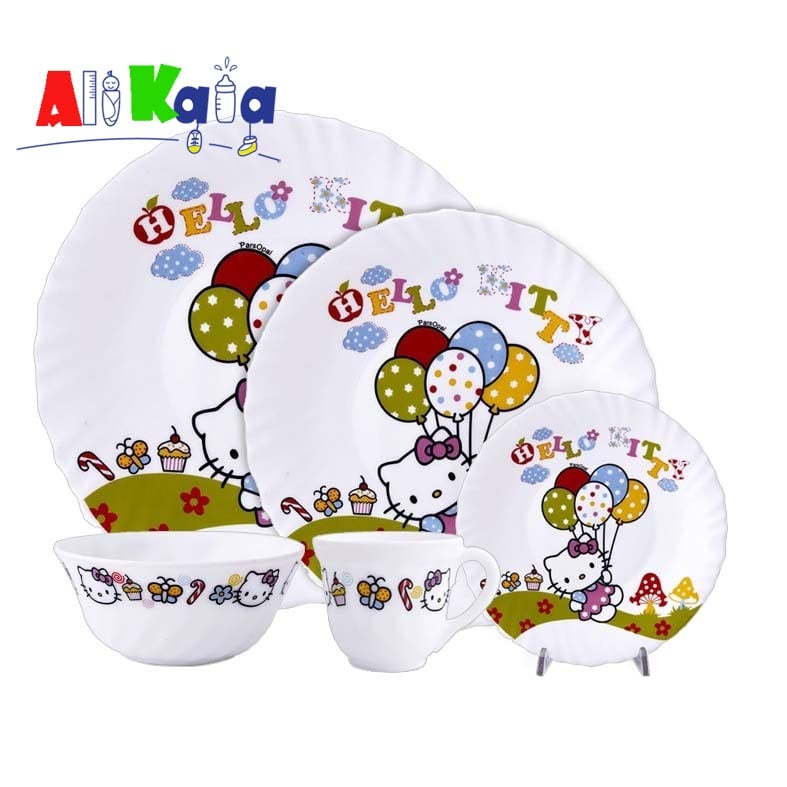 سرویس غذا خوری آرکوپال کودک گرد پارس اوپال طرح کیتی و 5 بادکنک Kitty کد 08