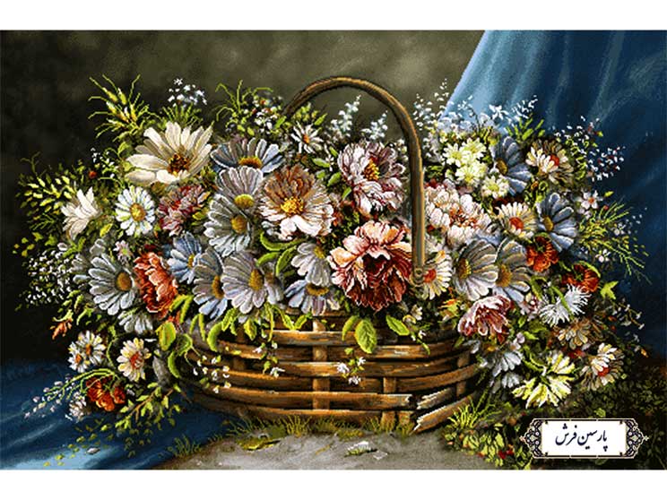 نخ و نقشه تابلو فرش طرح سبد گل - کد NG1561