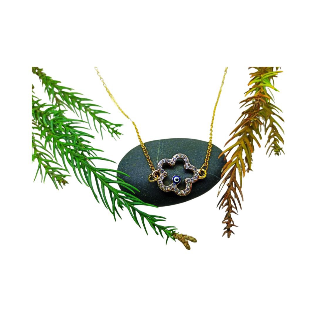گردنبند استیل نگینی مدل گلبرگ
