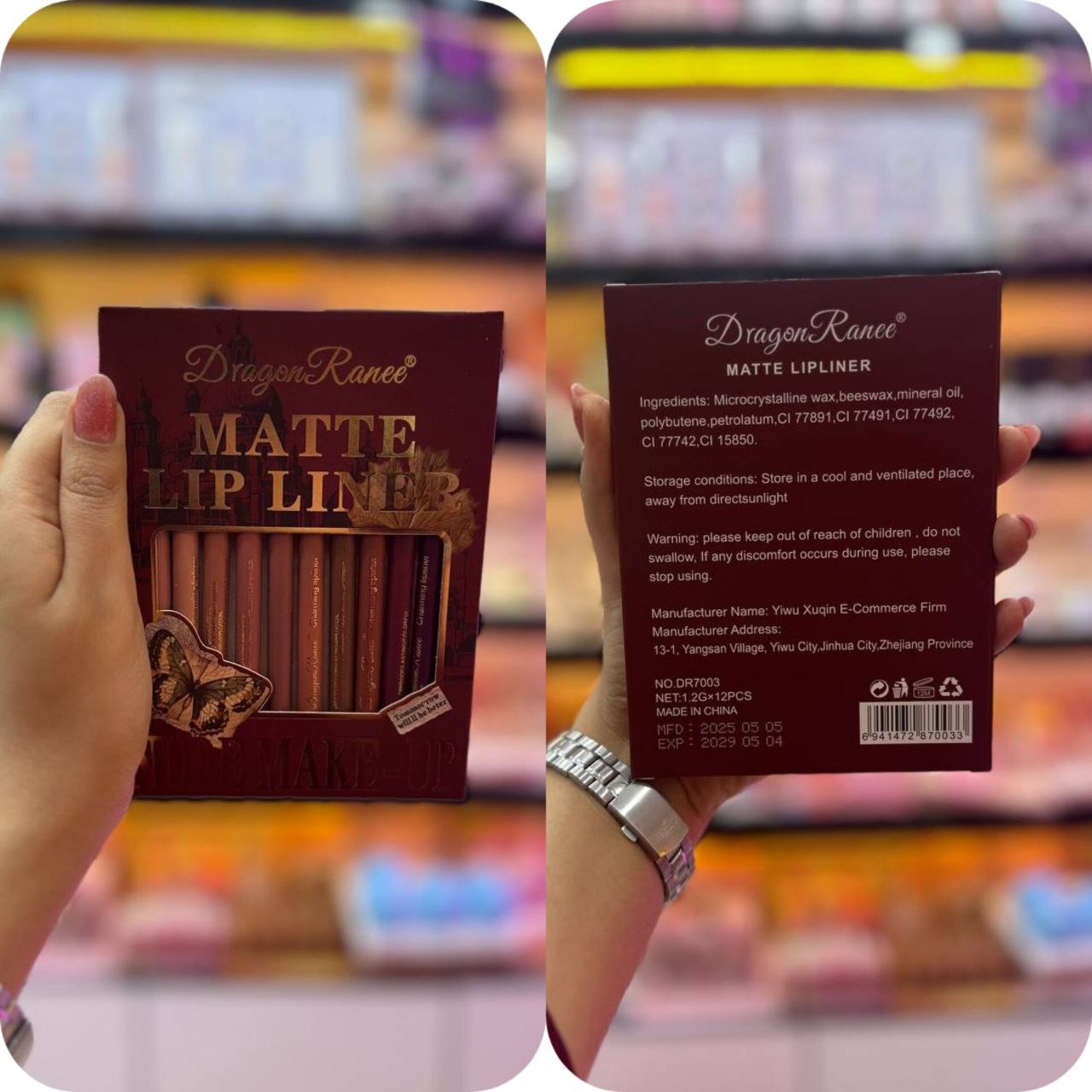 ست مداد لب ۱۲ عددی Dragon Ranee مدل Matte Lip Liner