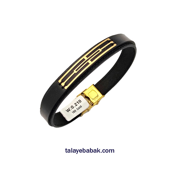 دستبند چرم و طلا  DM106 مشکی