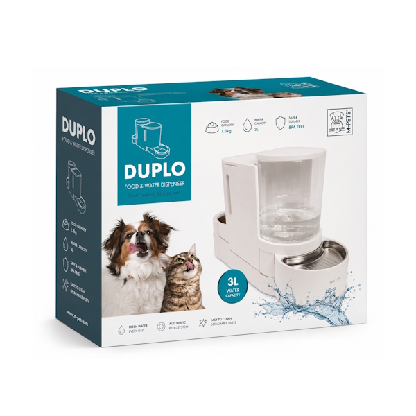 ظرف آبخوری و غذاخوری اتوماتیک Mpets مدل Duplo وزن 3 لیتری
