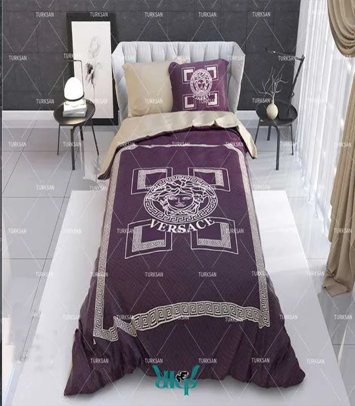 روتختی یک نفره بادمجانی طرح ورساچه کد d186