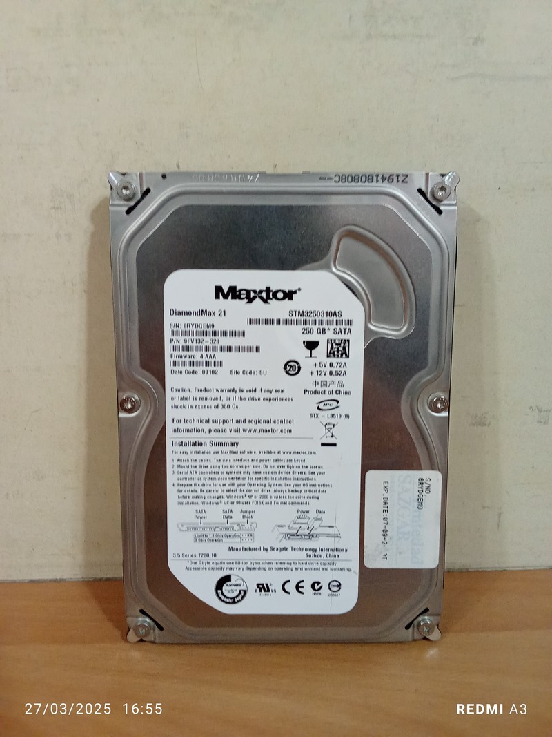 هارد 250گیگ مکستور مدل DIAMONDMAX 21-استوک