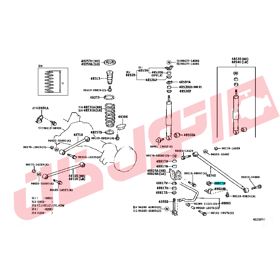 لاستیک چاکدار عقب لندکروزر سری 100 تنظیم دار مدل 2007-2000