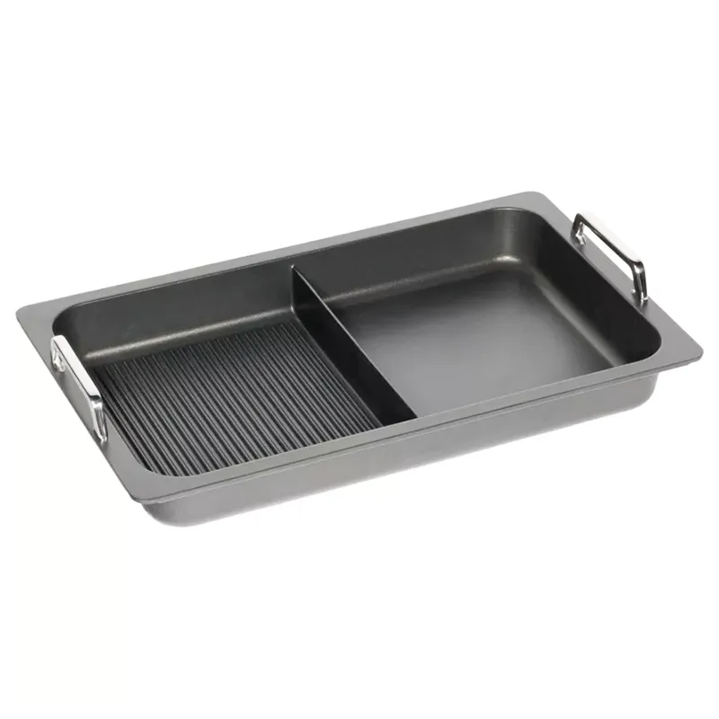 ماهیتابه مستطیل دوخانه گریل ای ام تی طول53 عرض33و ارتفاع6 سانتی متر(کد55333GGS)
